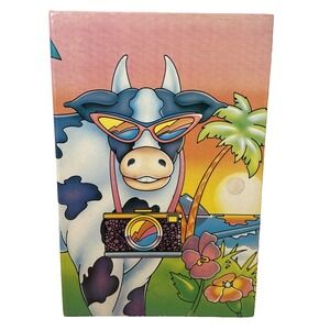 Lisa Frank Vtg 1988 3 Ring Photo Album Notebook Binder Multi-Color Cow Camera